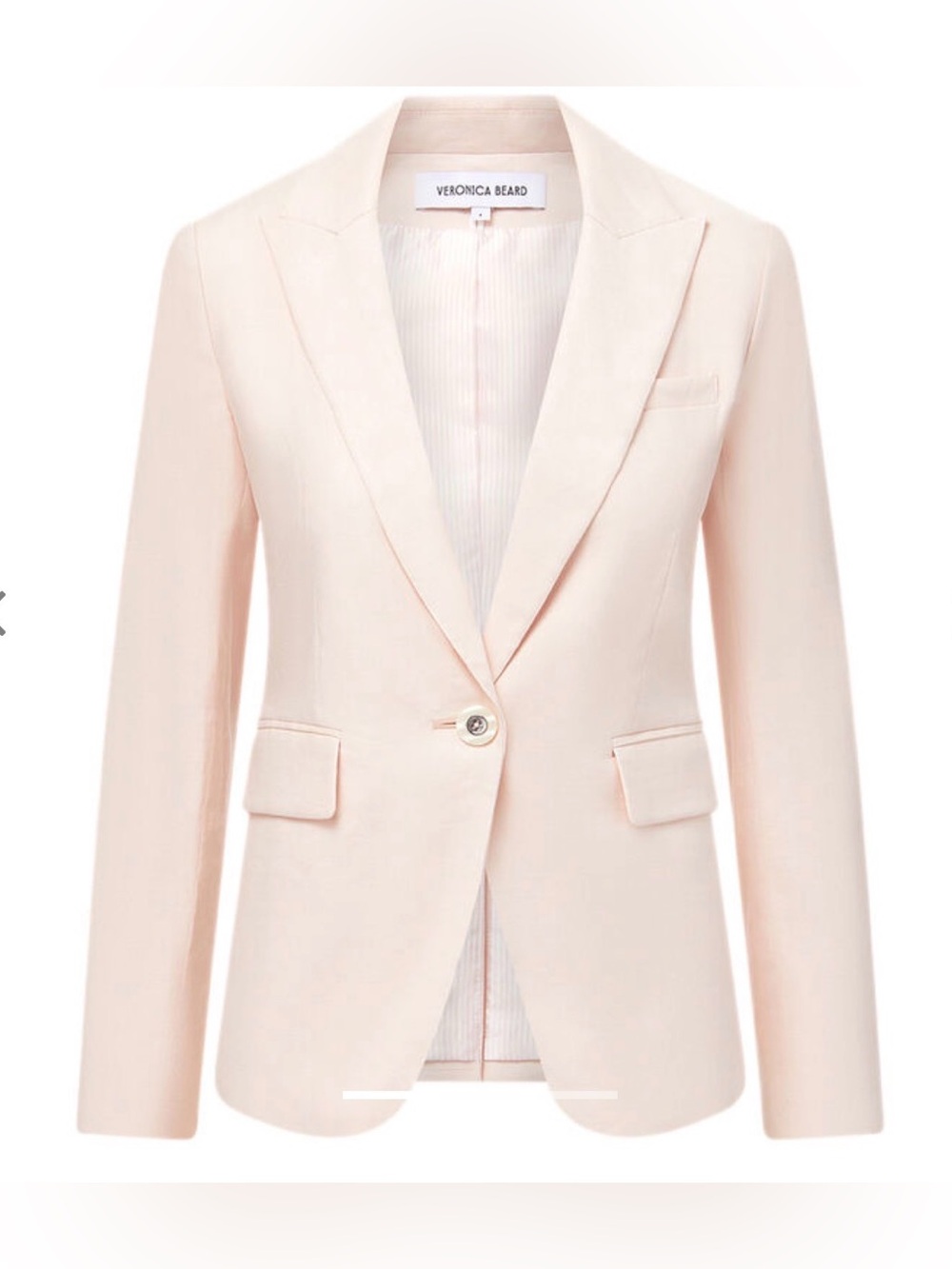Veronica Beard Cutaway Pale Peachy Pink Stretch Linen Dickey Blazer Size 16
